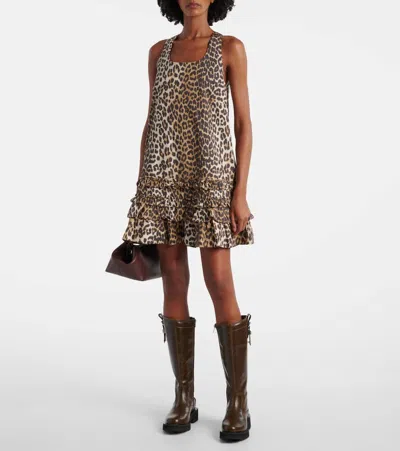 Ganni Studs High Boot Crinkle In Brown