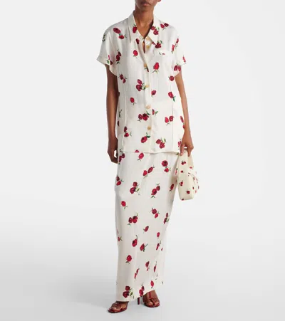 Khaite Lucian Pleated Silk-twill Maxi Skirt In White