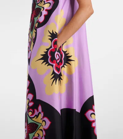 La Doublej Roy One-shoulder Printed Silk-twill Maxi Dress In Pink