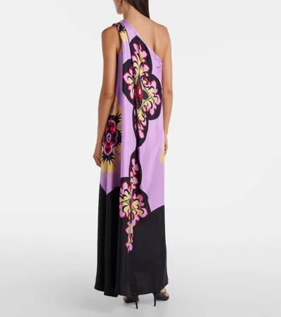 La Doublej Roy One-shoulder Printed Silk-twill Maxi Dress In Pink