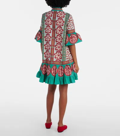 La Doublej Choux Floral-print Cotton-poplin Mini Shirt Dress In Multi