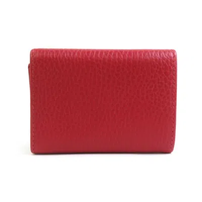 Pre-owned Gucci Red Color Leather Wallet (tri-fold) ()