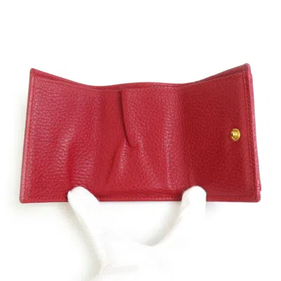 Pre-owned Gucci Red Color Leather Wallet (tri-fold) ()
