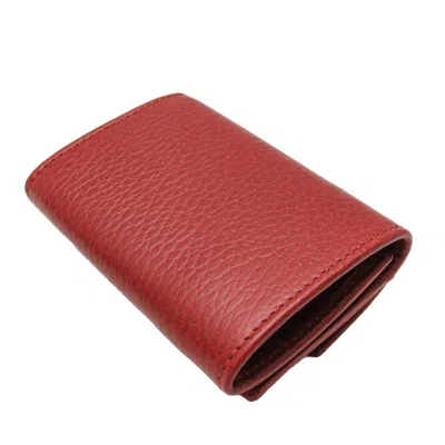 Pre-owned Gucci Red Color Leather Wallet (tri-fold) ()