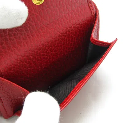 Pre-owned Gucci Red Color Leather Wallet (tri-fold) ()