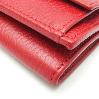 Pre-owned Gucci Red Color Leather Wallet (tri-fold) ()