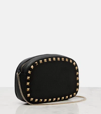 Valentino Borsa A Tracolla Rockstud In Pelle Nera Donna In Black