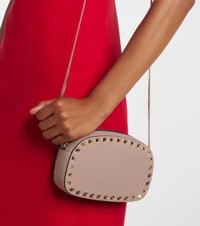 Valentino Rockstud Mini Grainy Leather Crossbody In Pink