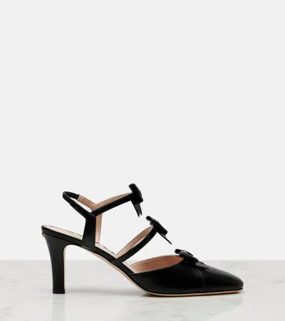 Valentino Garavani Bowow 75 Leather Slingback Pumps In Black