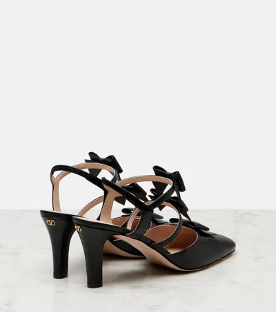Valentino Garavani Bowow 75 Leather Slingback Pumps In Black
