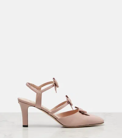 Valentino Garavani Bowow 75 Leather Slingback Pumps In Pink