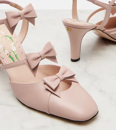 Valentino Garavani Bowow 75 Leather Slingback Pumps In Pink