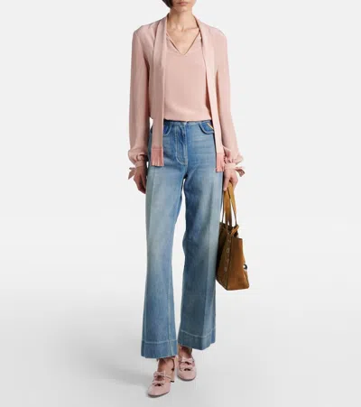 Valentino Garavani Bowow 75 Leather Slingback Pumps In Pink