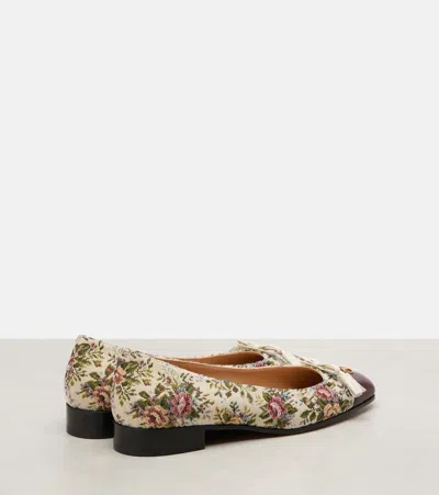 Valentino Garavani Valet Du Roi Leather-trimmed Floral-jacquard Ballet Flats In Multi