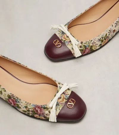 Valentino Garavani Valet Du Roi Leather-trimmed Floral-jacquard Ballet Flats In Multi