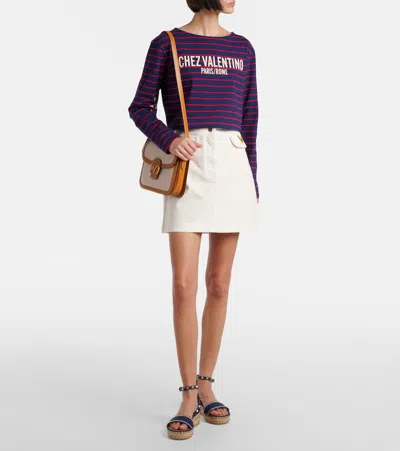 Valentino Garavani Rockstud Double Flatform Sandal In Denim 55mm Woman Blue 39 In Blue