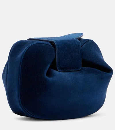 Gabriela Hearst Soft Demi Mini Suede Clutch In Blue
