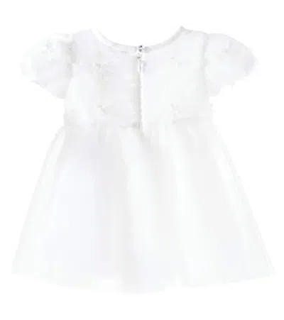 Monnalisa Baby Bow-detail Ruched Tulle Dress In White