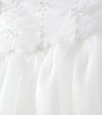 Monnalisa Baby Bow-detail Ruched Tulle Dress In White