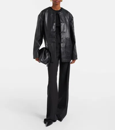 Rohe Oversized Leather Jacket In Black