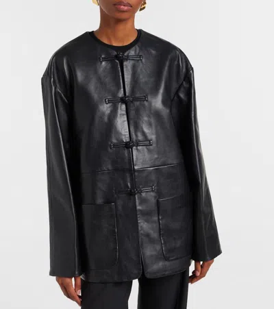 Rohe Oversized Leather Jacket In Black
