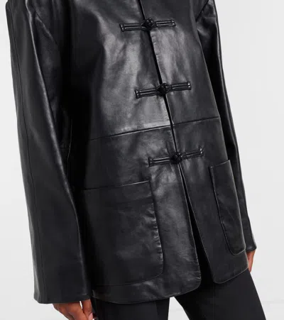 Rohe Oversized Leather Jacket In Black