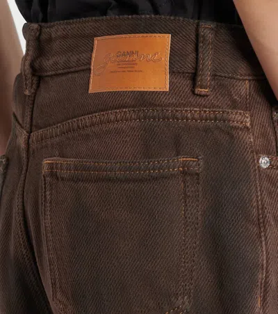 Ganni Jeans Dalla Gamba Ampia In Denim Marrone  Donna In Brown