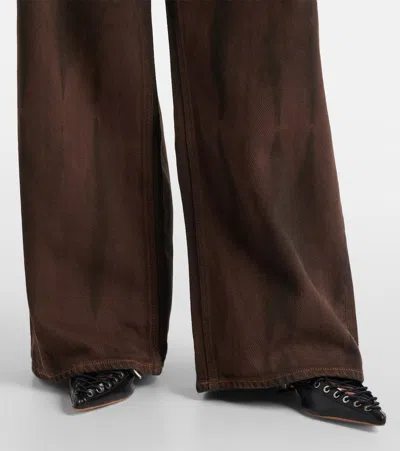 Ganni Jeans Dalla Gamba Ampia In Denim Marrone  Donna In Brown