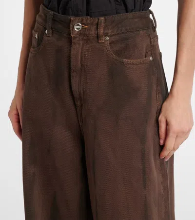 Ganni Jeans Dalla Gamba Ampia In Denim Marrone  Donna In Brown