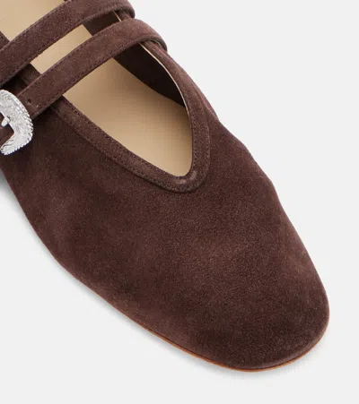 Le Monde Beryl Claudia Suede Western-buckle Ballerina Flats In Brown