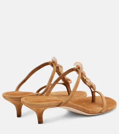 Christopher Esber Sundial Seashell Leather Kitten Heels In Brown
