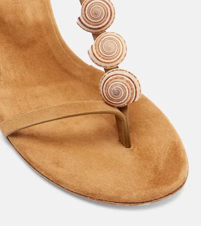 Christopher Esber Sundial Seashell Leather Kitten Heels In Brown