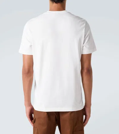 Moncler Ivory Cotton Tricolour Logo T-shirt In White
