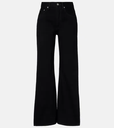 Acne Studios 5-pocket Flared Organic Cotton Jeans In Black