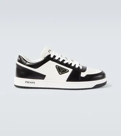Prada White/black Leather Sneaker Downtown In White