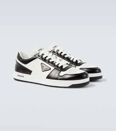 Prada White/black Leather Sneaker Downtown In White