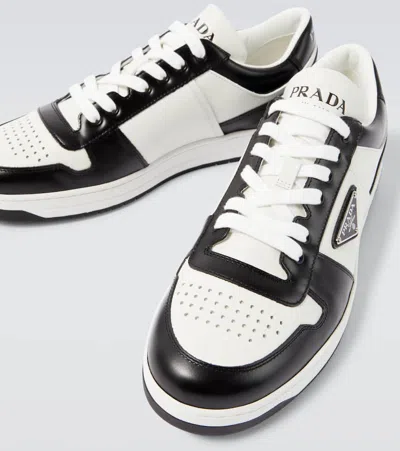 Prada White/black Leather Sneaker Downtown In White