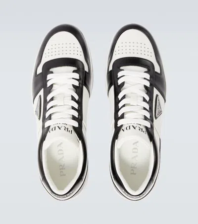 Prada White/black Leather Sneaker Downtown In White