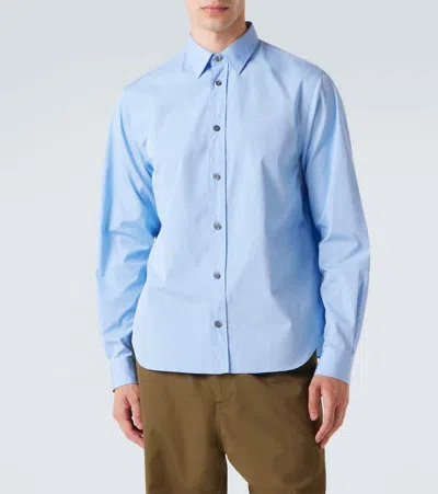 Prada Light Blue Stretch Poplin Shirt In Blue