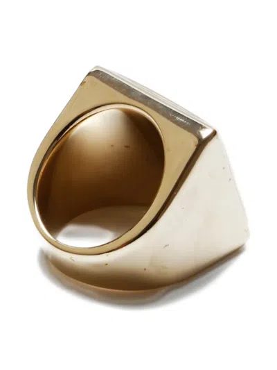 Pre-owned Chanel 2021 Cc Mark Square Ring In Gold