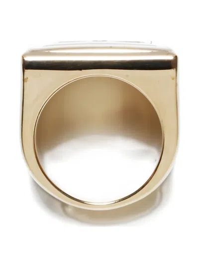Pre-owned Chanel 2021 Cc Mark Square Ring In Gold