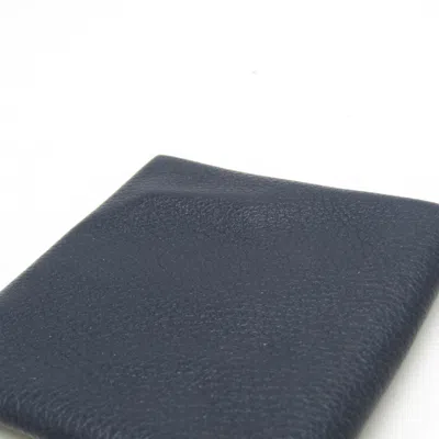 Pre-owned Hermes Bastia Navy Leather Coin Purse/coin Case ()