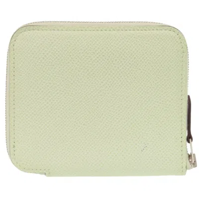 Pre-owned Hermes Blue Hydra Epsom Leather Silk Coin Purse/coin Case ()