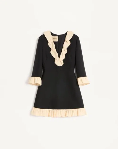 Valentino Wool And Silk Short Dress In Black