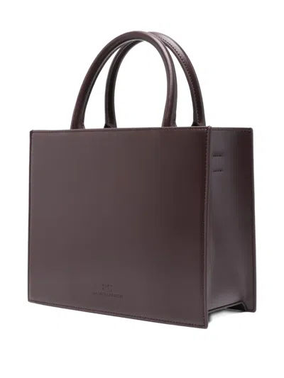 Elisabetta Franchi Structured Tote Bag With Dual Handles And Gold-tone Logo In Purple