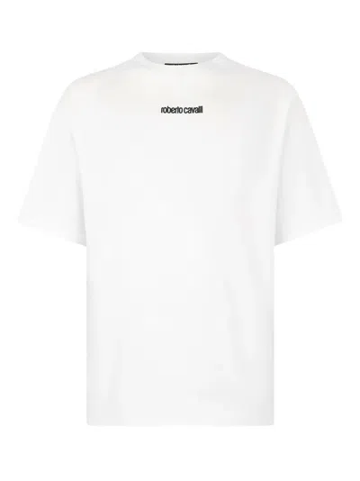 Roberto Cavalli Embroidered Logo T-shirt In White