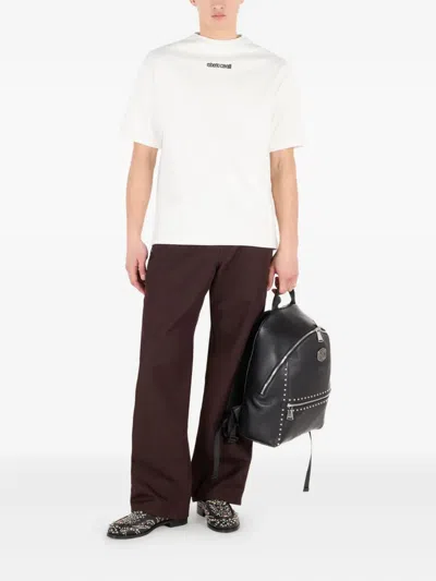 Roberto Cavalli Embroidered Logo T-shirt In White