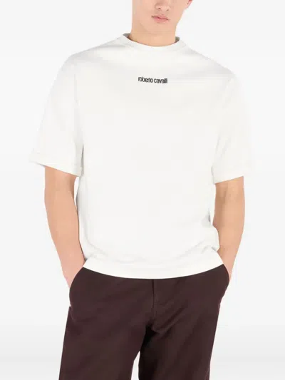 Roberto Cavalli Embroidered Logo T-shirt In White