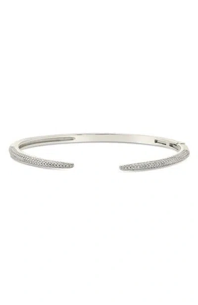 Sterling Forever Cz Open Spike Cuff Bracelet In Silver
