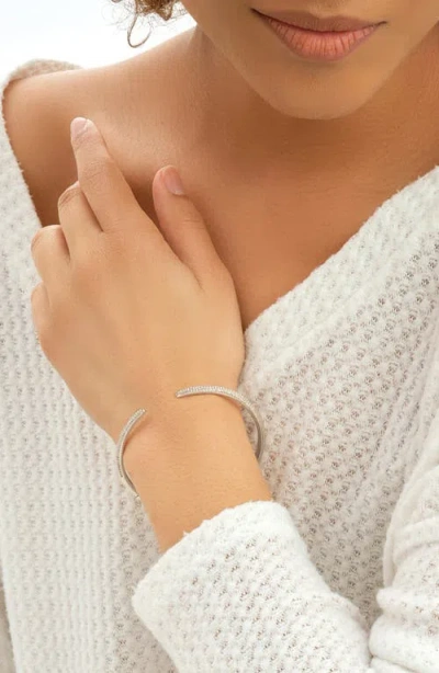 Sterling Forever Cz Open Spike Cuff Bracelet In Silver